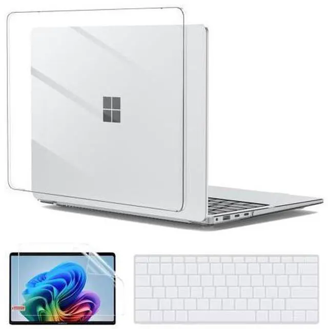 Main image of G JGOO Crystal Clear Case for 13-inch Microsoft Surface Laptop 2025 Model 2095, Windows 11 Touchscreen Copilot+ PC, Protective Plastic Hard Shell Case + Keyboard Cover +Screen Protector, Transparent