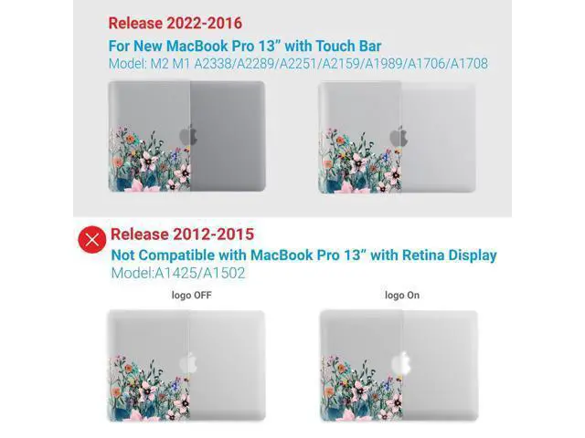 Alt view image 4 of 5 - IBENZER Compatible with 2025 2024 M2 MacBook Pro 13 Inch Case 2025-2016 M1 A2338 A2289 A2251 A2159 A1989 A1706 A1708, Hard Shell Case & Keyboard Cover for Mac Pro 13, Orris, T13AFL+1