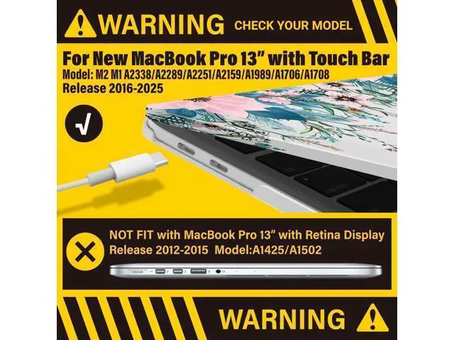 Alt view image 3 of 5 - IBENZER Compatible with 2025 2024 M2 MacBook Pro 13 Inch Case 2025-2016 M1 A2338 A2289 A2251 A2159 A1989 A1706 A1708, Hard Shell Case & Keyboard Cover for Mac Pro 13, Orris, T13AFL+1