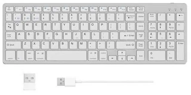 Main image of KVTVOU for Ultra-Slim Wireless QWERTY Keyboard, 3-in-1 Connection Modes (Dual Bluetooth+2.4G), Multi-Device Switching, Power-Saving & Anti-Slip, Compatible with PC/Laptop/Tablet/Phone, Sliver