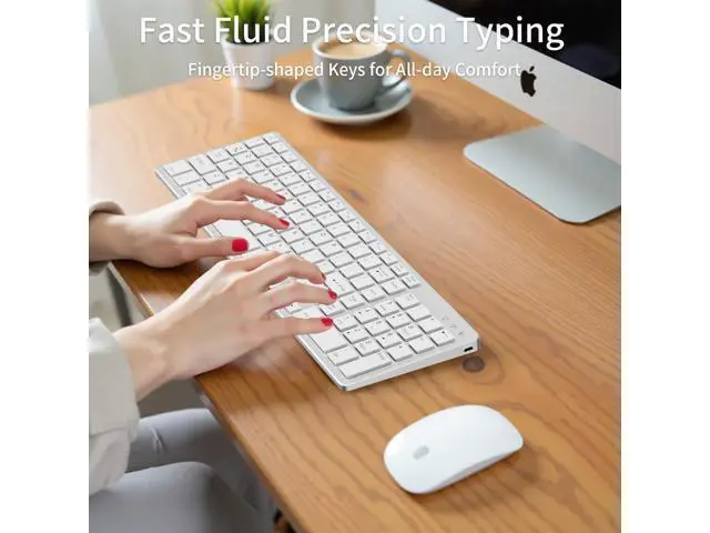 Alt view image 3 of 5 - KVTVOU for Ultra-Slim Wireless QWERTY Keyboard, 3-in-1 Connection Modes (Dual Bluetooth+2.4G), Multi-Device Switching, Power-Saving & Anti-Slip, Compatible with PC/Laptop/Tablet/Phone, Sliver
