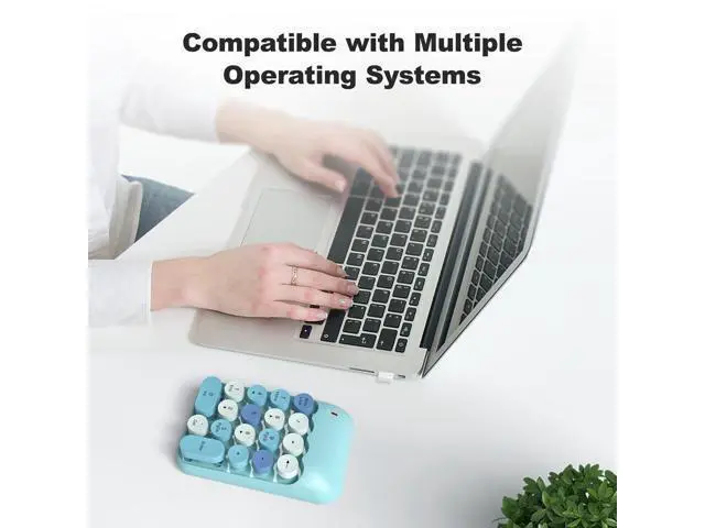 Alt view image 3 of 5 - MOWUX Wireless Number Pads, Cute Colorful Numeric Keypad Numpad Portable 2.4 GHz Financial Accounting Number Keyboard Extensions, 18 Key Number Numpad for Laptop Desktop, PC (Blue)