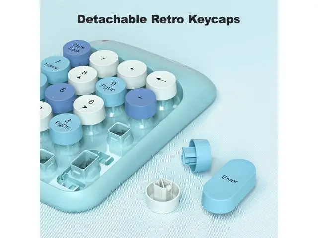 Alt view image 5 of 5 - MOWUX Wireless Number Pads, Cute Colorful Numeric Keypad Numpad Portable 2.4 GHz Financial Accounting Number Keyboard Extensions, 18 Key Number Numpad for Laptop Desktop, PC (Blue)