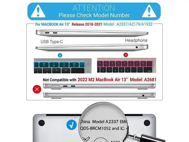 Alt view image 2 of 5 - IBENZER Compatible with New MacBook Air 13 inch case 2022 2021 2020 M1 A2337 A2179 A1932, Hard Shell Case&Keyboard Cover&Screen Film for Mac Air 13 with Touch ID (2018-2022), Star Clear, AT13-S-CL+2