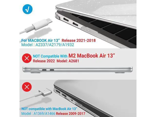 Alt view image 4 of 5 - IBENZER Compatible with New MacBook Air 13 inch case 2022 2021 2020 M1 A2337 A2179 A1932, Hard Shell Case&Keyboard Cover&Screen Film for Mac Air 13 with Touch ID (2018-2022), Star Clear, AT13-S-CL+2