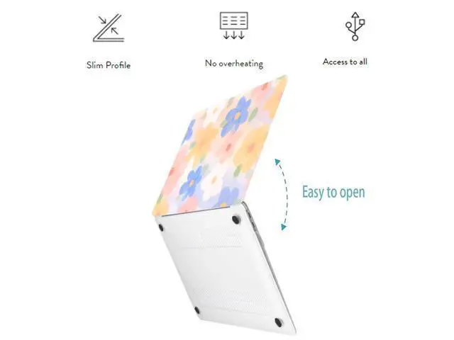 Alt view image 3 of 5 - LanBaiLan Compatible for MacBook Pro 13 inch with Touch Bar 2022 2021 2020 2019 2018 2017 2016 Release M1 M2 A2338 A2289 A2251 A2159 A1989 A1706 A1708 Protective Case & Keyboard Cover, Paint Flower