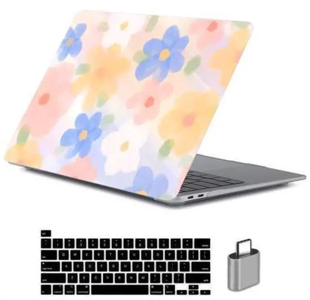 Main image of LanBaiLan Compatible for MacBook Pro 13 inch with Touch Bar 2022 2021 2020 2019 2018 2017 2016 Release M1 M2 A2338 A2289 A2251 A2159 A1989 A1706 A1708 Protective Case & Keyboard Cover, Paint Flower