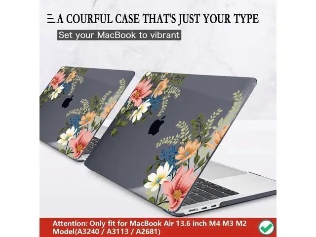 Alt view image 3 of 5 - CISSOOK Compatible with MacBook Air 13.6 Inch Case 2025 2024 2023 2022, Plastic Hard Shell Case with Keyboard Cover for MacBook Air 13.6 M2 M3 M4 Chip A2681 A3113 A3240 Model, Retro Flower