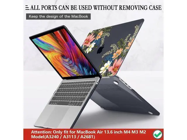 Alt view image 5 of 5 - CISSOOK Compatible with MacBook Air 13.6 Inch Case 2025 2024 2023 2022, Plastic Hard Shell Case with Keyboard Cover for MacBook Air 13.6 M2 M3 M4 Chip A2681 A3113 A3240 Model, Retro Flower