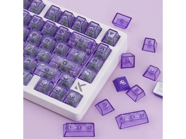 Alt view image 2 of 5 - JOMKIZ Clear Keycaps, PBT/PC Transparent Keycap, Crystal Custom Key Cap 150 Keys, Cherry Profile, Shine Through Cute Keycap Set for 60%/65%/75%/TKL/96%/100% Layout Magnetic Mechanical Keyboard