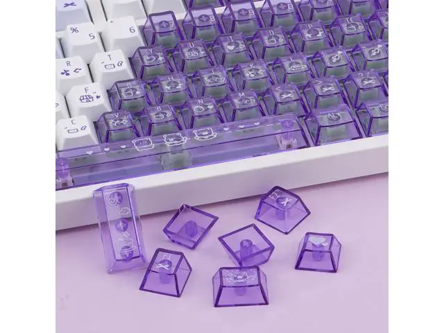 Alt view image 5 of 5 - JOMKIZ Clear Keycaps, PBT/PC Transparent Keycap, Crystal Custom Key Cap 150 Keys, Cherry Profile, Shine Through Cute Keycap Set for 60%/65%/75%/TKL/96%/100% Layout Magnetic Mechanical Keyboard