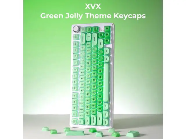 Alt view image 2 of 5 - PBT Keycaps, XVX Green Apple Jelly HOA Profile, 132-Key Cute Custom Keycaps (for Mechanical Keyboards with Cherry/Gateron MX Switches)-Apple Green