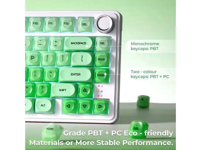 Alt view image 4 of 5 - PBT Keycaps, XVX Green Apple Jelly HOA Profile, 132-Key Cute Custom Keycaps (for Mechanical Keyboards with Cherry/Gateron MX Switches)-Apple Green