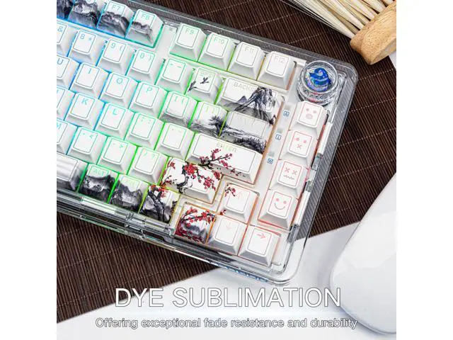 Alt view image 5 of 5 - TIMSEKER 142 Keys Novelty White Cherry Blossom PBT Keycaps Set, Dye Sublimation Custom Shine Through Cherry Profile Key Cap for ANSI Layout Mechanical Gaming Keyboard