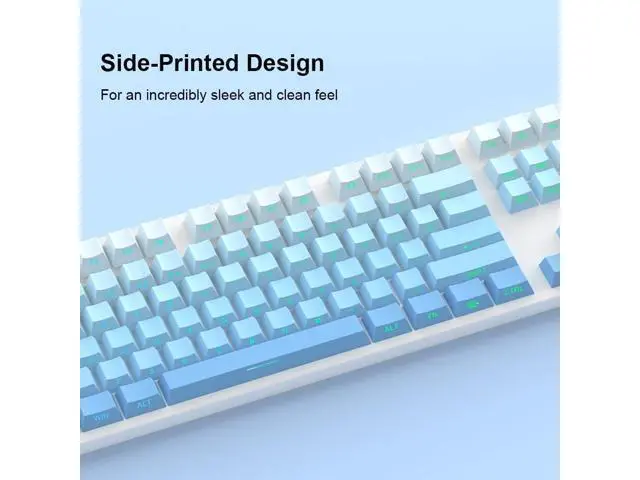 Alt view image 3 of 5 - PBT Keycaps -Blue Side Print Key Cap Set, Double Shot Shine Through Custom Key caps, Cherry Profile 133 Keys for Mechanical Keyboards Gradient Blue