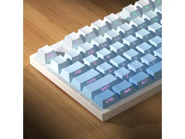 Alt view image 4 of 5 - PBT Keycaps -Blue Side Print Key Cap Set, Double Shot Shine Through Custom Key caps, Cherry Profile 133 Keys for Mechanical Keyboards Gradient Blue