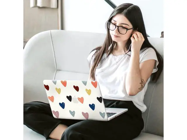 Alt view image 2 of 5 - Seorsok Compatible with MacBook Air 13 Inch Case2022 2021 2020 2019 2018 Release A1932 A2179 M1 A2337 Touch ID,Colourful&Cute Heart Plastic Hard Shell Case with Keyboard Cover