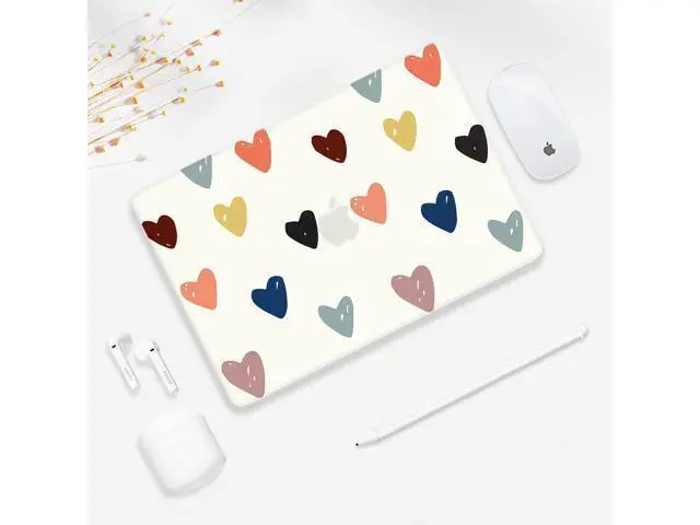 Alt view image 3 of 5 - Seorsok Compatible with MacBook Air 13 Inch Case2022 2021 2020 2019 2018 Release A1932 A2179 M1 A2337 Touch ID,Colourful&Cute Heart Plastic Hard Shell Case with Keyboard Cover