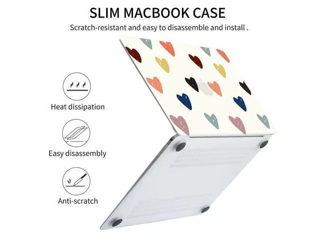 Alt view image 4 of 5 - Seorsok Compatible with MacBook Air 13 Inch Case2022 2021 2020 2019 2018 Release A1932 A2179 M1 A2337 Touch ID,Colourful&Cute Heart Plastic Hard Shell Case with Keyboard Cover