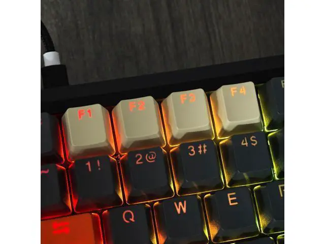 Alt view image 5 of 5 - YMDK Carbon Miami PBT Double Shot Shine Through ANSI Backlit Keycaps for MX Mechanical Keyboard Melody 96 KBD75 68 61 87 104(Only Keycap) (Reversed Carbon)