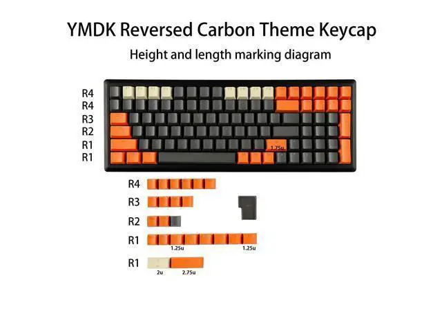 Alt view image 2 of 5 - YMDK Carbon Miami PBT Double Shot Shine Through ANSI Backlit Keycaps for MX Mechanical Keyboard Melody 96 KBD75 68 61 87 104(Only Keycap) (Reversed Carbon)