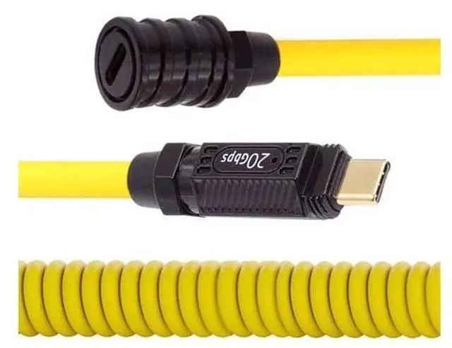 Main image of xiwai Stretch Coiled Silicone 140W 20Gbps 8K USB-C USB4 Cable Type-C Male to Female Extension Cable Power & Data for Gaming Keyboard Mouse 1.8m/6ft