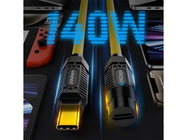 Alt view image 3 of 5 - xiwai Stretch Coiled Silicone 140W 20Gbps 8K USB-C USB4 Cable Type-C Male to Female Extension Cable Power & Data for Gaming Keyboard Mouse 1.8m/6ft