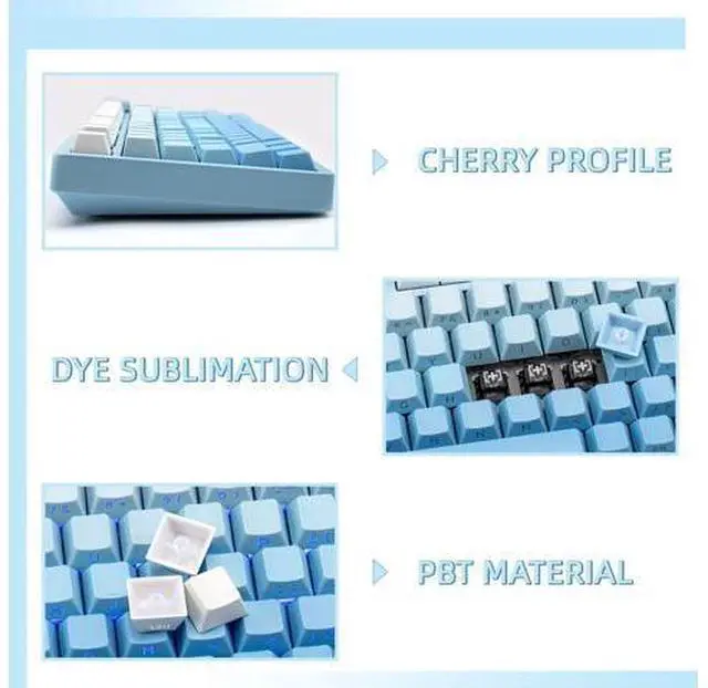 Alt view image 3 of 5 - JOLINTAL 136 Keys Gradient Blue Keycaps, Side Print Shine Through Keycap, Custom Double Shot PBT Keycaps, Cherry Profile Keycap 60 Percent Cherry Mx for ANSI/ISO Layout Mechanical Keyboard
