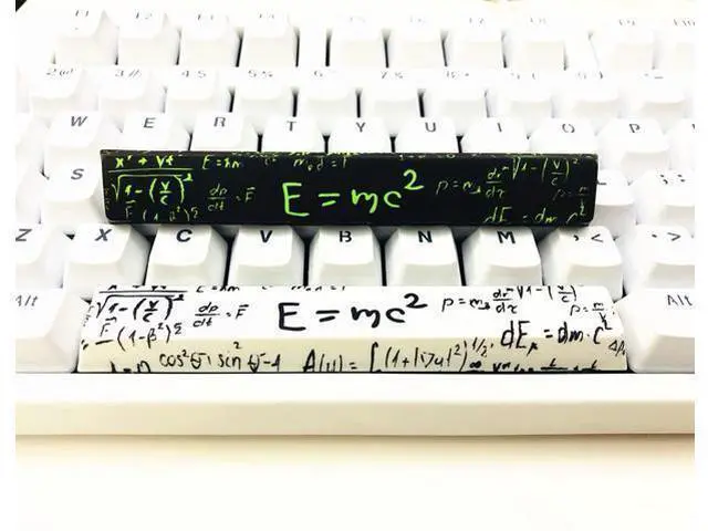 Main image of Novelty Spacebar Artisan Keycap PBT Dye Subbed 6.25u 6.5u Custom Keycaps OEM Profile for Standard ANSI Cherry MX Mechanical Gaming Keyboards (6.25u E=mc (White))