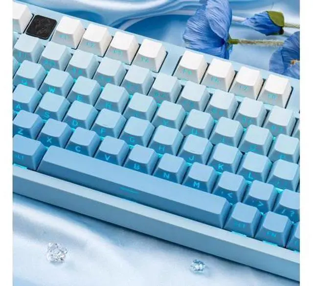 Alt view image 5 of 5 - JOLINTAL 136 Keys Gradient Blue Keycaps, Side Print Shine Through Keycap, Custom Double Shot PBT Keycaps, Cherry Profile Keycap 60 Percent Cherry Mx for ANSI/ISO Layout Mechanical Keyboard