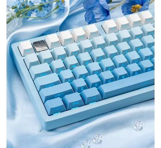 Alt view image 4 of 5 - JOLINTAL 136 Keys Gradient Blue Keycaps, Side Print Shine Through Keycap, Custom Double Shot PBT Keycaps, Cherry Profile Keycap 60 Percent Cherry Mx for ANSI/ISO Layout Mechanical Keyboard