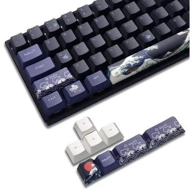 Main image of XVX PBT Keycaps - Great Wave of Kanagawa Japanese Design, Dye-Sub Custom Keycaps Set, Cherry Profile for 61/64/66/68 Cherry/Gateron MX Switches, 78 Key Set
