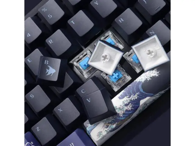Alt view image 3 of 5 - XVX PBT Keycaps - Great Wave of Kanagawa Japanese Design, Dye-Sub Custom Keycaps Set, Cherry Profile for 61/64/66/68 Cherry/Gateron MX Switches, 78 Key Set