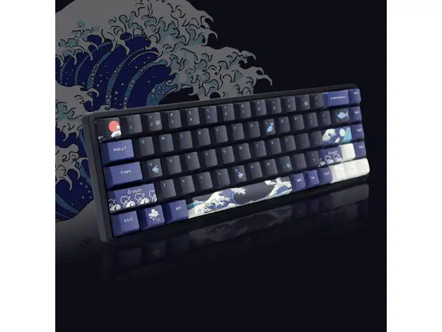 Alt view image 5 of 5 - XVX PBT Keycaps - Great Wave of Kanagawa Japanese Design, Dye-Sub Custom Keycaps Set, Cherry Profile for 61/64/66/68 Cherry/Gateron MX Switches, 78 Key Set