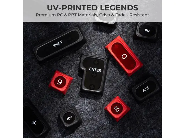 Alt view image 2 of 5 - OHY XVX Black and Red Shine Through Keycaps for Mechanical Keyboards - 136 Keys Red Translucent Cat Eye Design,Cherry MAX Profile, PC+PBT Frosted RGB Keycaps