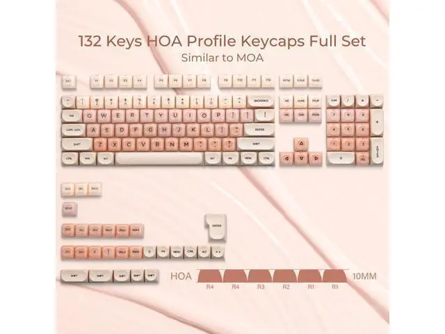 Alt view image 4 of 5 - OHY PBT Keycaps, XVX Pink Jelly Foundation HOA Profile, 132-Key Cute Custom Keycaps (for Mechanical Keyboards with Cherry/Gateron MX Switches)-Flesh Pink