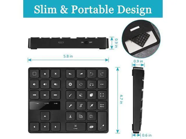 Alt view image 5 of 5 - Dpofirs Mini Remote Control Keyboard - Wireless Shortcut Device with 35 Customizable Keys for iOS &, Compact Design for Multimedia Support