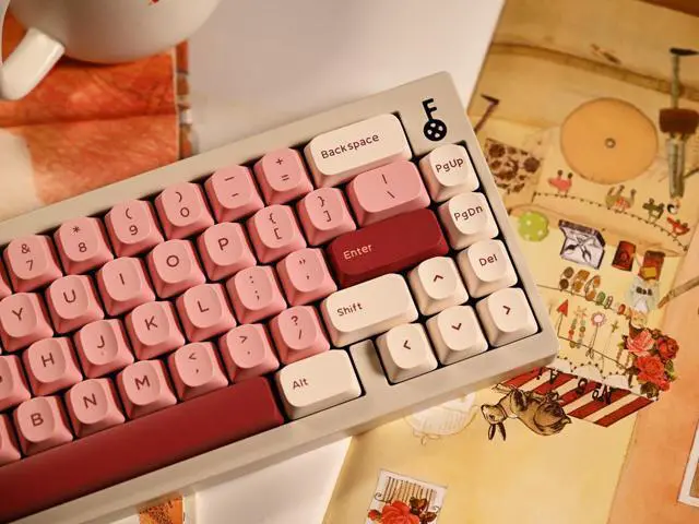 Alt view image 4 of 5 - PBT Keycaps 172 Keys Pink Keycap, Cute Keycaps Dye-Sublimation YMK Profile Double Shot Custom Keycap for Cherry Gateron MX Swithes Mechanical Keyboards