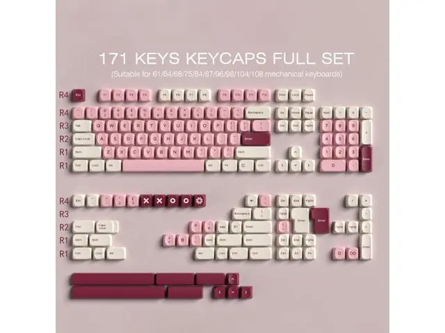 Alt view image 3 of 5 - PBT Keycaps 172 Keys Pink Keycap, Cute Keycaps Dye-Sublimation YMK Profile Double Shot Custom Keycap for Cherry Gateron MX Swithes Mechanical Keyboards
