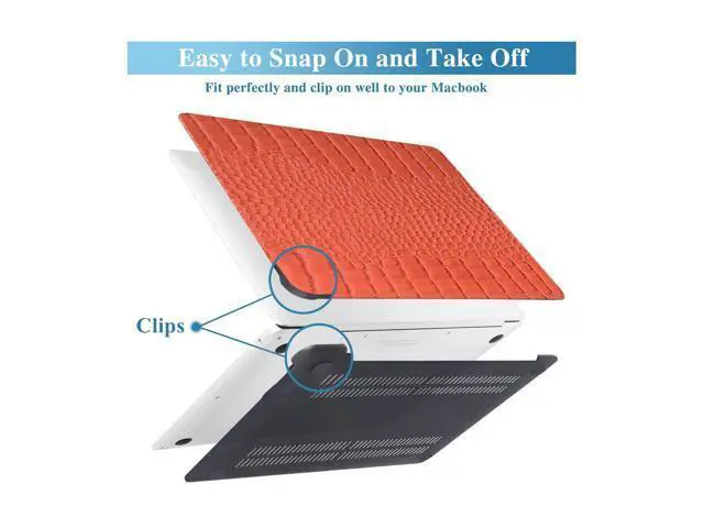 Alt view image 3 of 5 - KEROM Compatible with Crocodile MacBook Air 13 Inch Case 2025-2022 M4 M3 M2 A3240 A3113 A2681, Textured Elegant Luxury Aligator Skin Snakeskin PU Leather Hardshell Case & Keyboard Cover, Orange