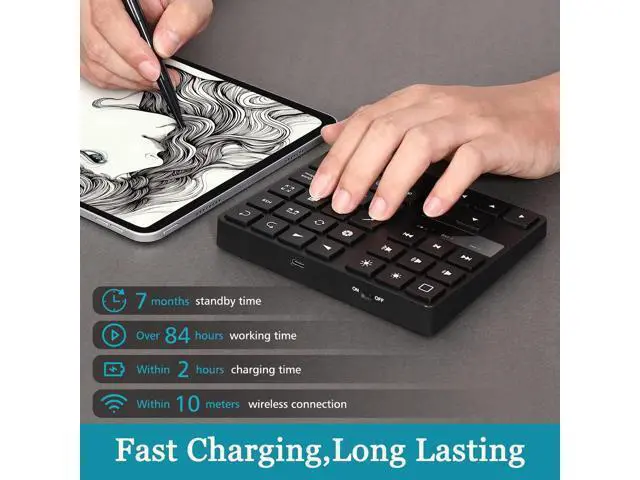Alt view image 2 of 5 - Dpofirs Mini Remote Control Keyboard - Wireless Shortcut Device with 35 Customizable Keys for iOS &, Compact Design for Multimedia Support