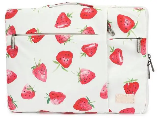 Main image of SANFAN 360 Protective Laptop Sleeve Case Bag with 3 Pockets,Handle and Luggage Strap for MacBook Air 13 inch,13.3 inch HP Dell Lenovo Notebook (Strawberry)