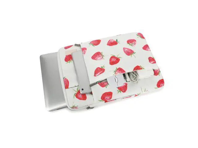 Alt view image 3 of 5 - SANFAN 360 Protective Laptop Sleeve Case Bag with 3 Pockets,Handle and Luggage Strap for MacBook Air 13 inch,13.3 inch HP Dell Lenovo Notebook (Strawberry)