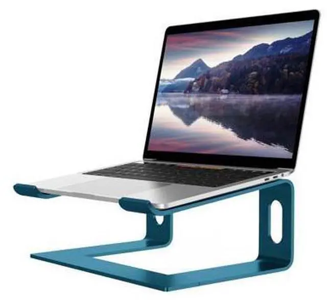 Main image of ALASHI Laptop Stand for Desk, Aluminum Computer Riser, Ergonomic Notebook Holder, Detachable Metal Laptops Elevator, PC Cooling Mount Support 10 to 15.6 Inches Notebook, Navy Blue