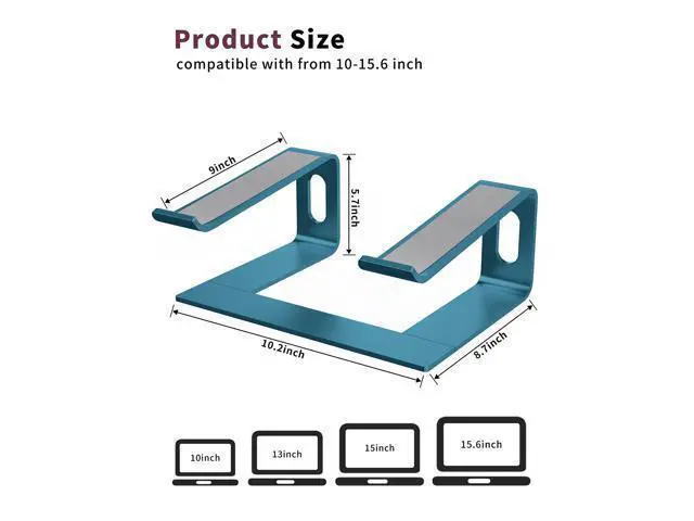 Alt view image 2 of 5 - ALASHI Laptop Stand for Desk, Aluminum Computer Riser, Ergonomic Notebook Holder, Detachable Metal Laptops Elevator, PC Cooling Mount Support 10 to 15.6 Inches Notebook, Navy Blue