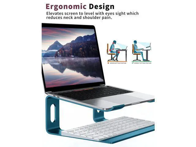Alt view image 3 of 5 - ALASHI Laptop Stand for Desk, Aluminum Computer Riser, Ergonomic Notebook Holder, Detachable Metal Laptops Elevator, PC Cooling Mount Support 10 to 15.6 Inches Notebook, Navy Blue