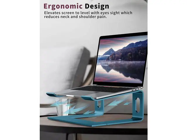 Alt view image 5 of 5 - ALASHI Laptop Stand for Desk, Aluminum Computer Riser, Ergonomic Notebook Holder, Detachable Metal Laptops Elevator, PC Cooling Mount Support 10 to 15.6 Inches Notebook, Navy Blue
