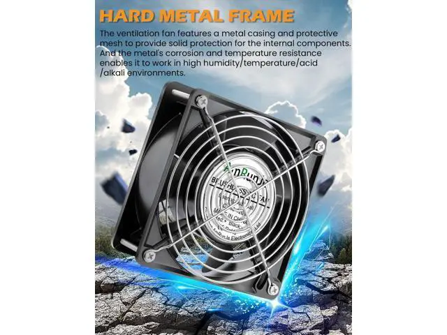 Alt view image 3 of 5 - AmRunJe 120mm x 38mm 110V 120V AC Axial Muffin Fan Dual Ball Bearing Box Fan for Doorway, Room to Room, Computer, Chicken Coop, Crawl Space Cooling Ventilation Exhaust Projects