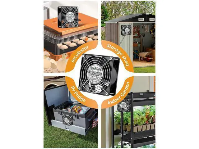 Alt view image 2 of 5 - AmRunJe 120mm x 38mm 110V 120V AC Axial Muffin Fan Dual Ball Bearing Box Fan for Doorway, Room to Room, Computer, Chicken Coop, Crawl Space Cooling Ventilation Exhaust Projects
