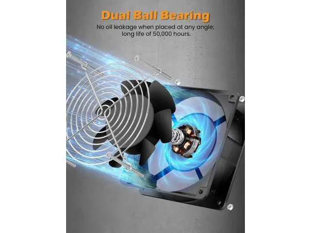 Alt view image 4 of 5 - AmRunJe 120mm x 38mm 110V 120V AC Axial Muffin Fan Dual Ball Bearing Box Fan for Doorway, Room to Room, Computer, Chicken Coop, Crawl Space Cooling Ventilation Exhaust Projects
